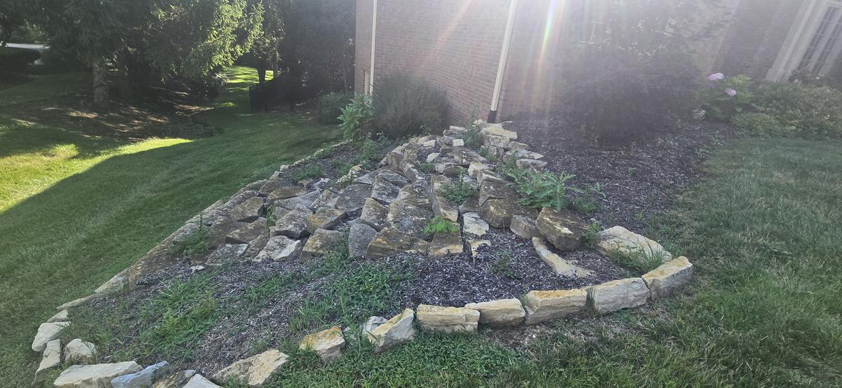 Stone rock bed hardscaping