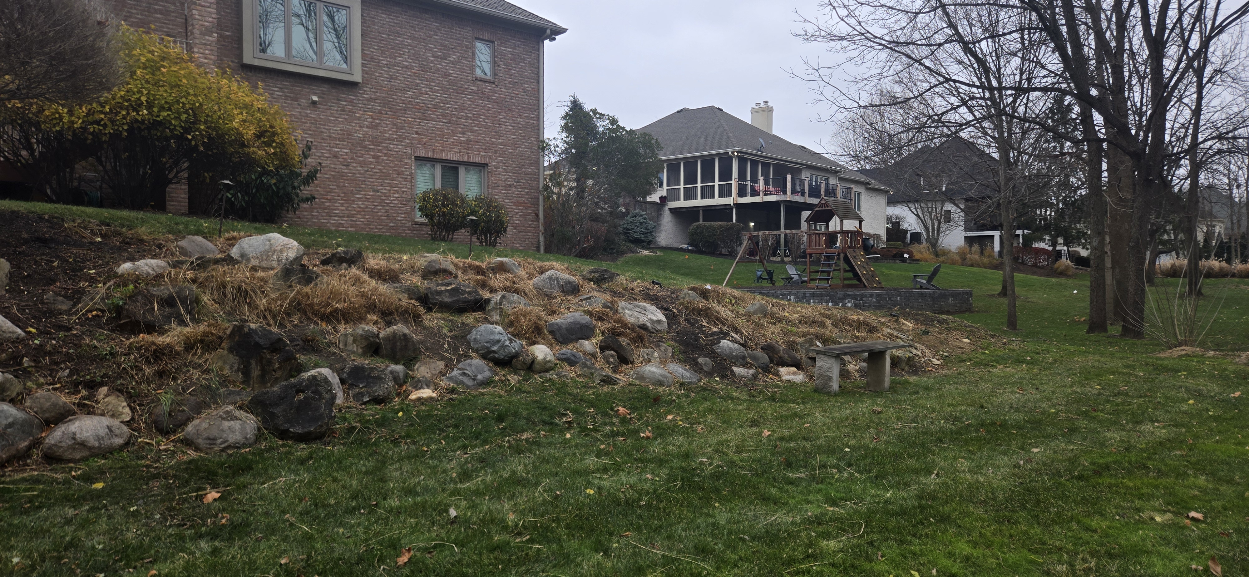 Rock wall landscape project