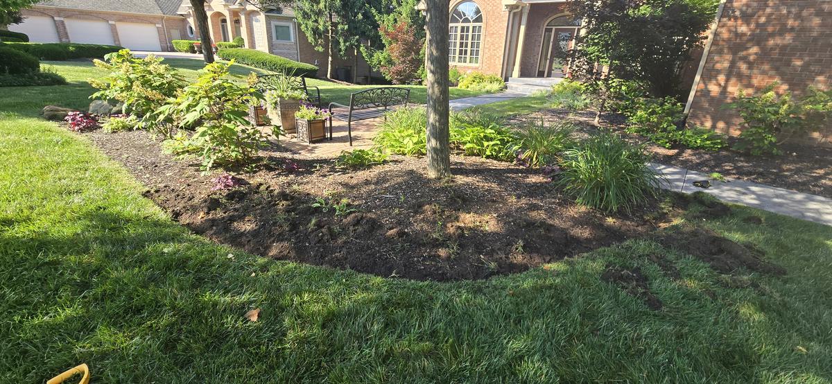 Landscaping bed before mulch installation