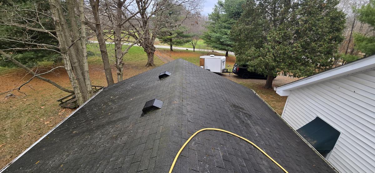 Clean roof after soft washing